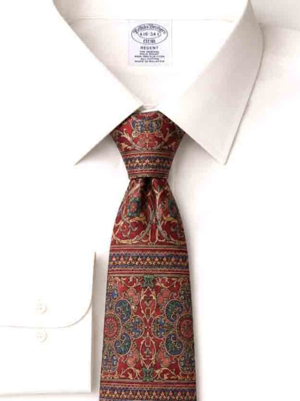 VTG Graham & Lockwood English Silk Tie Necktie Red Gold Gray Baroque Scrollwork